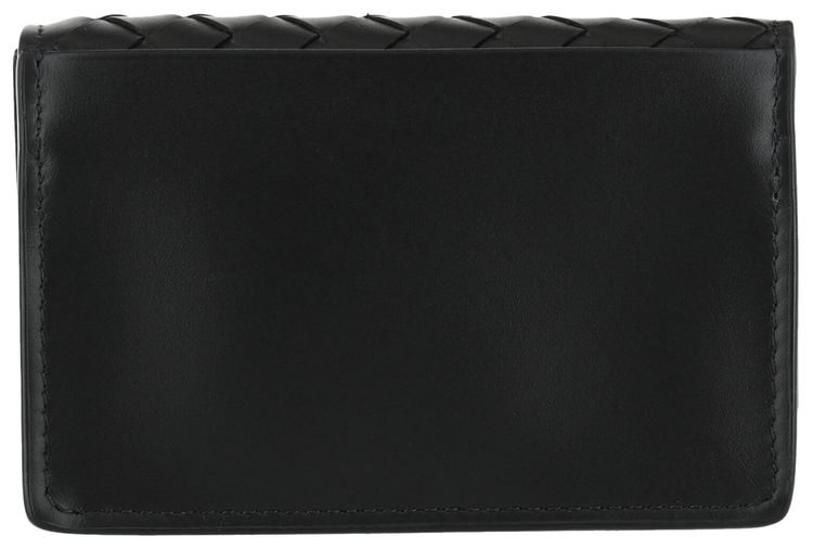Bottega Veneta Intrecciato Flap Business Card Wallet Black
