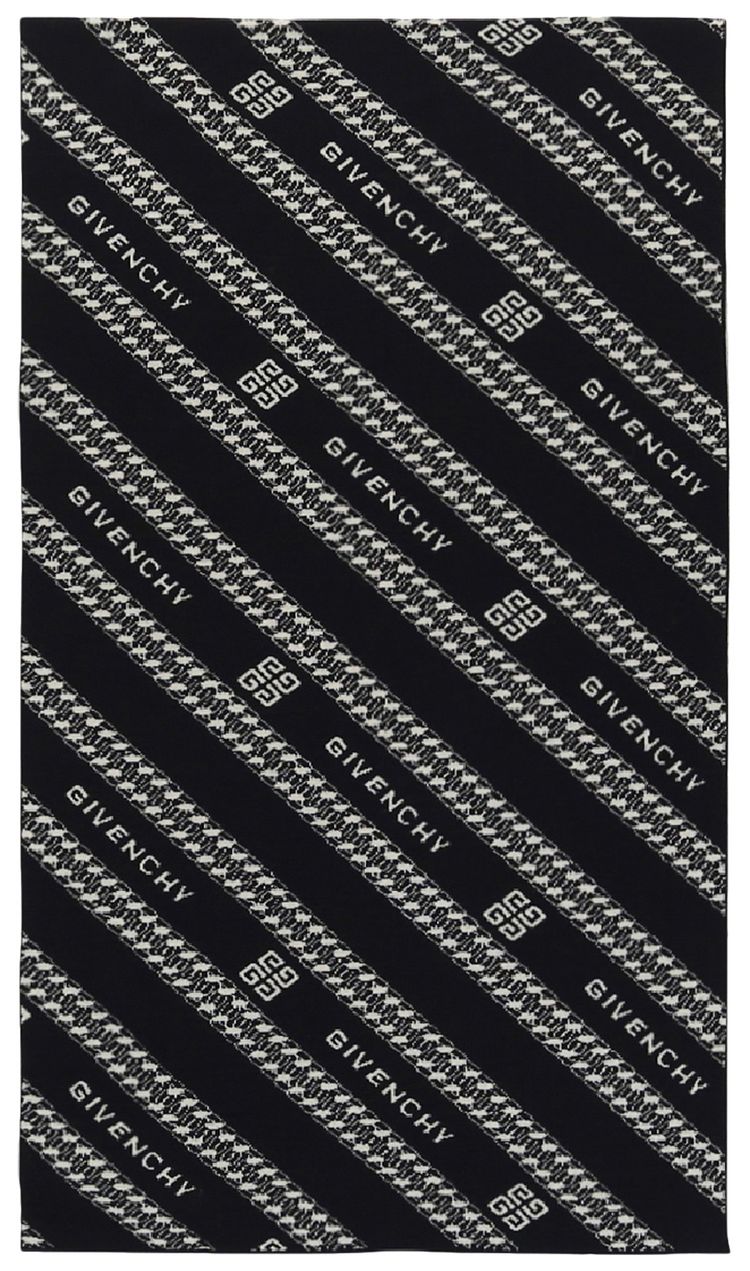 Givenchy Logo Chain Patterned Scarf NavyEcru