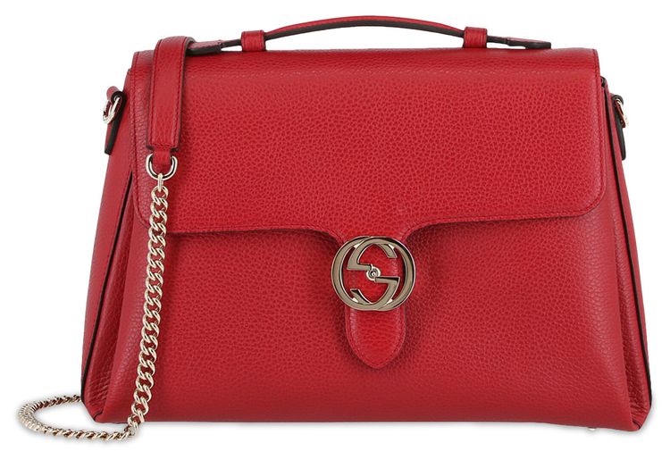 Gucci Interlocking GG Leather Shoulder Bag Red