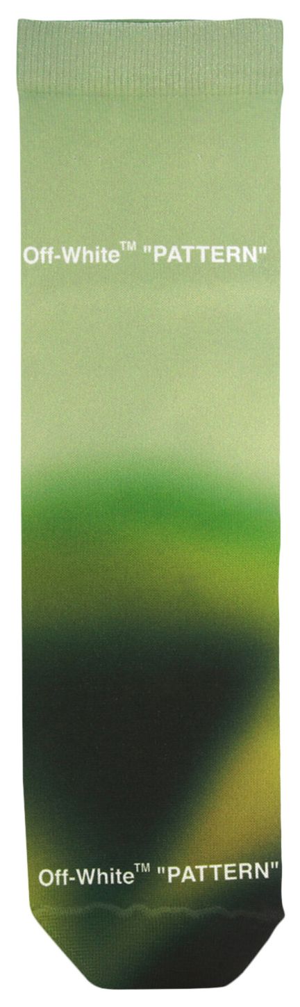 Off White Blurred Logo Crew Socks GreenWhite
