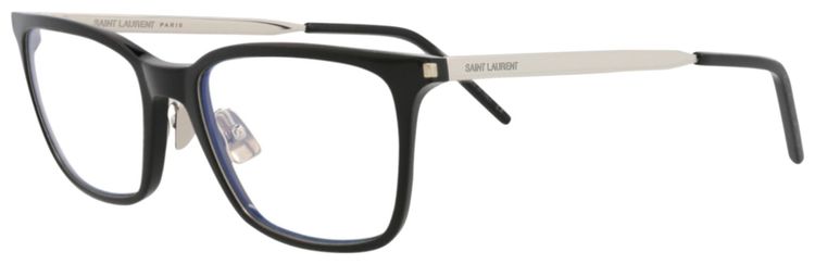 Saint Laurent Square Optical Glasses BlackSilverTransparent