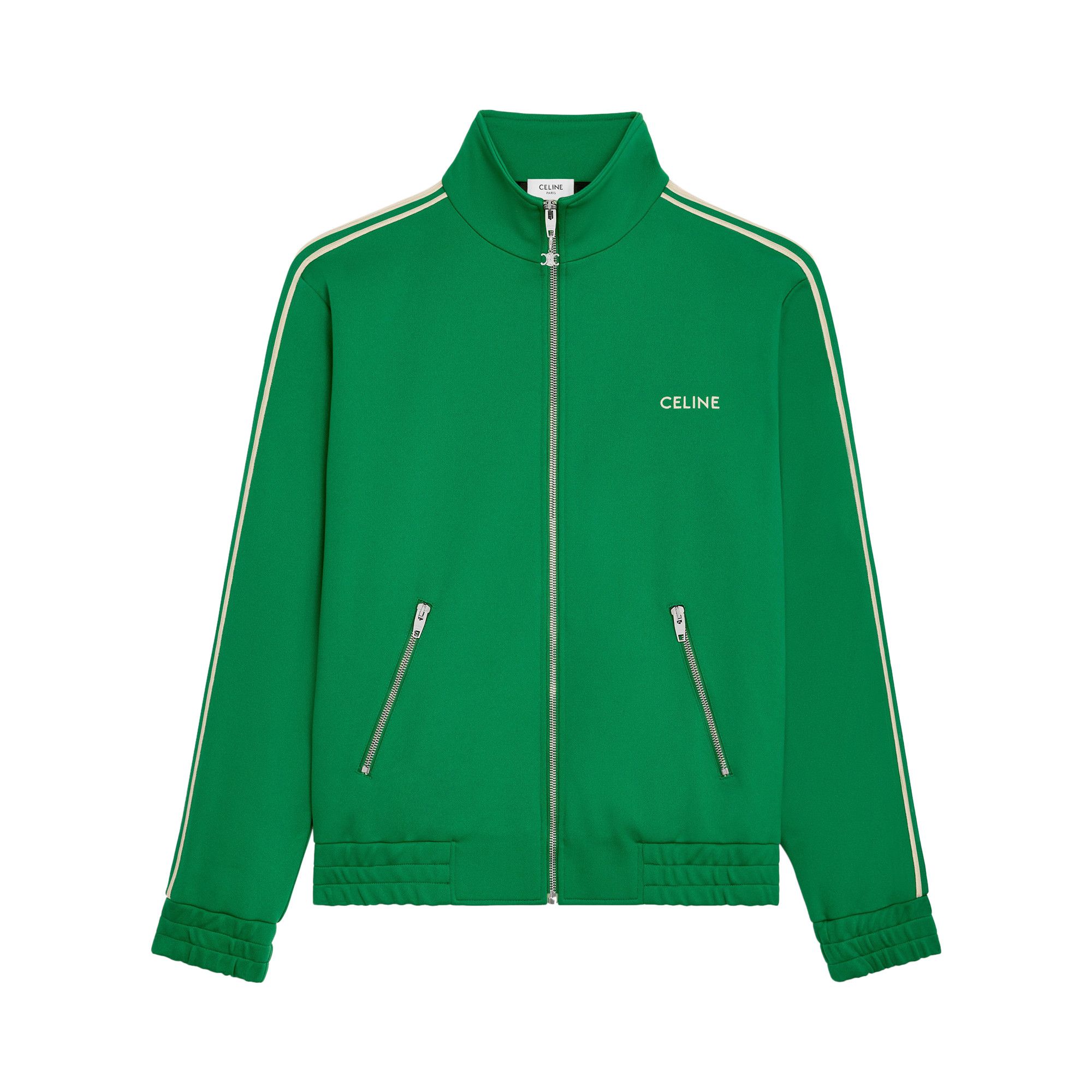 CELINE Tracksuit Jacket Jersey XS カバー付 CELINE TRACKSUIT JACKET IN DOUBLE FACE JERSEY - BLACK | CELINE