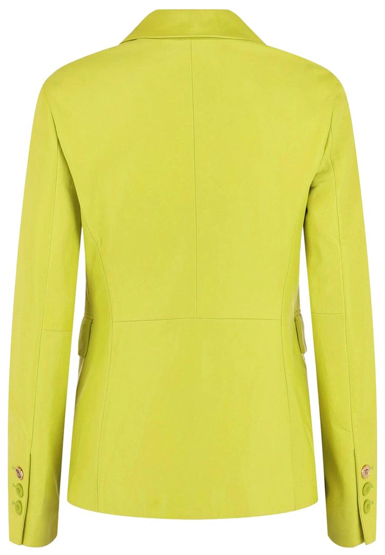 Versace Safety Pin Single Breasted Leather Blazer Green