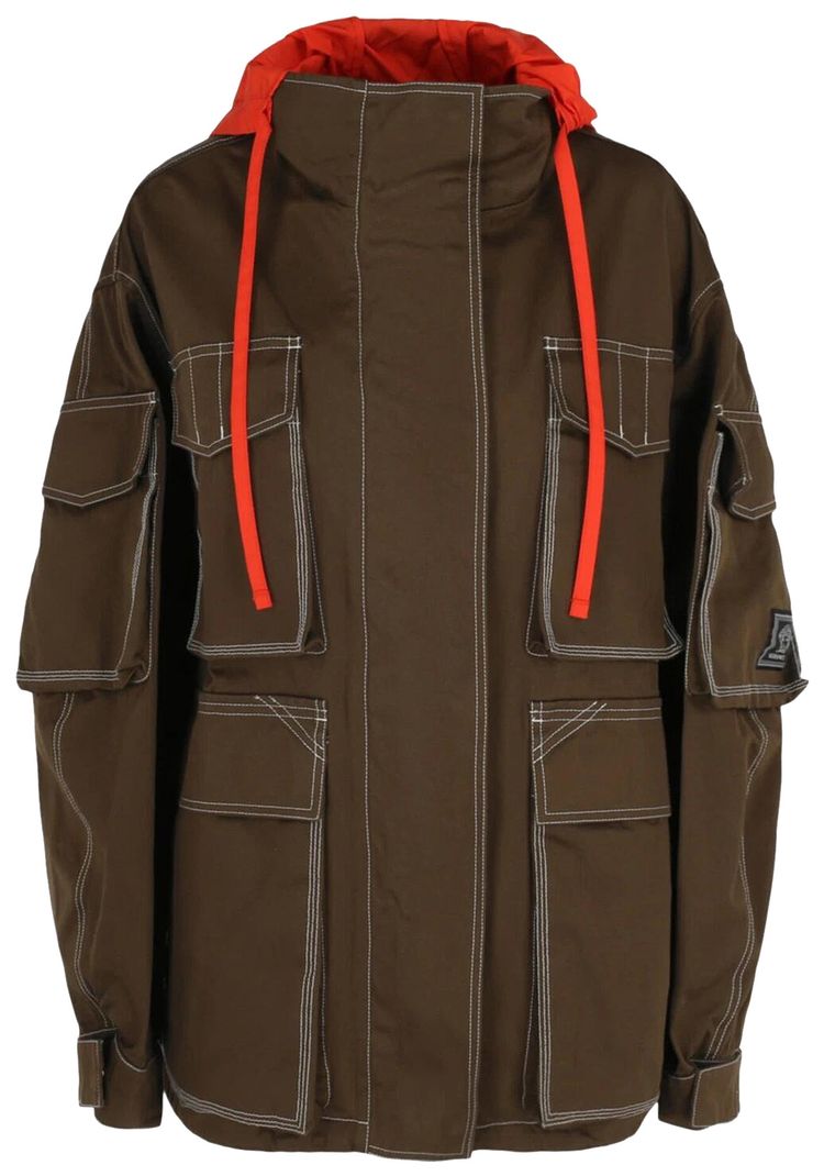 Versace Contrast Hooded Jacket Green