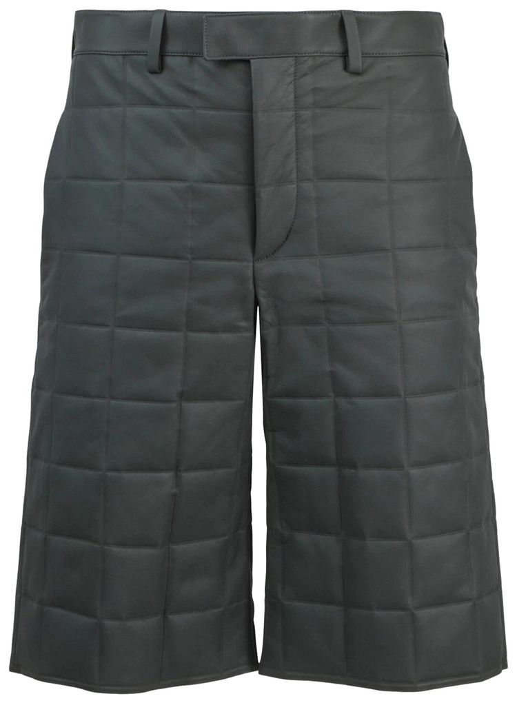 Bottega Veneta Leather Quilted Puffer Shorts Pewter