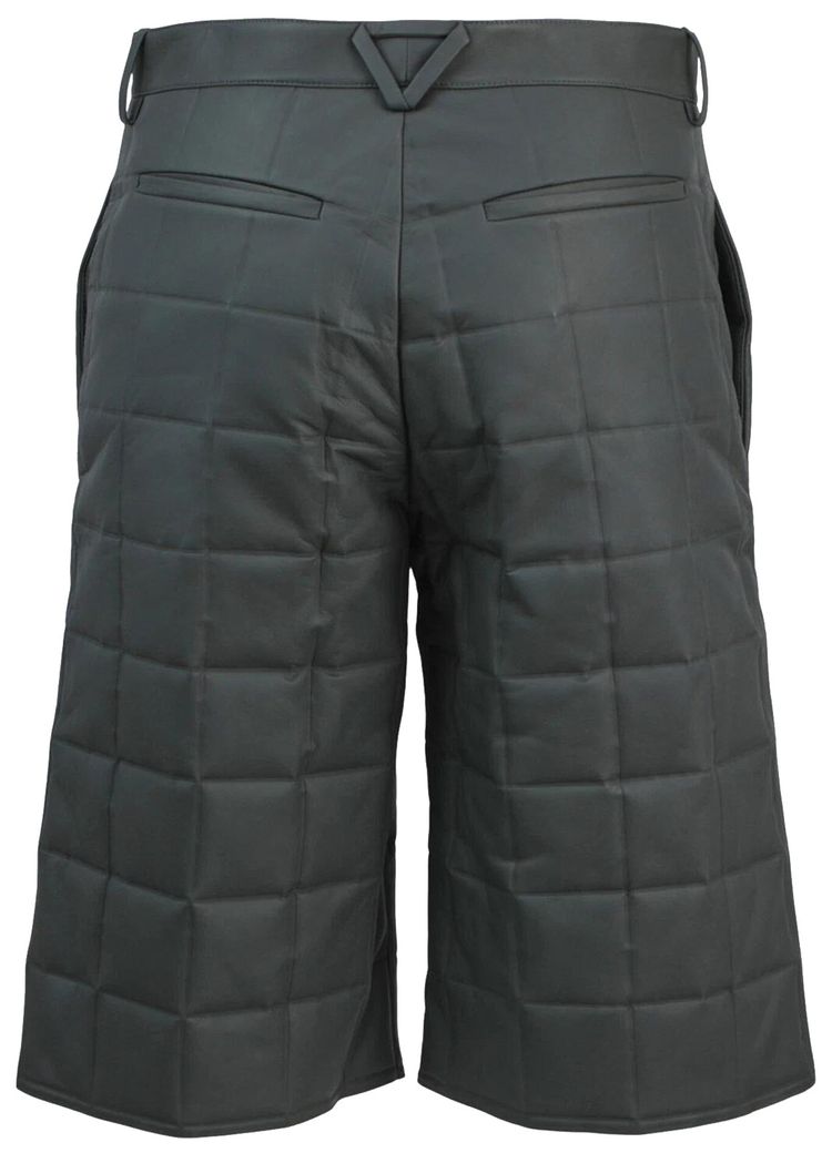 Bottega Veneta Leather Quilted Puffer Shorts Pewter