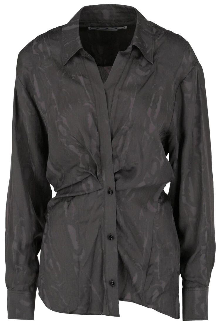 Off White Jacquard Satin Wrap Top Brown