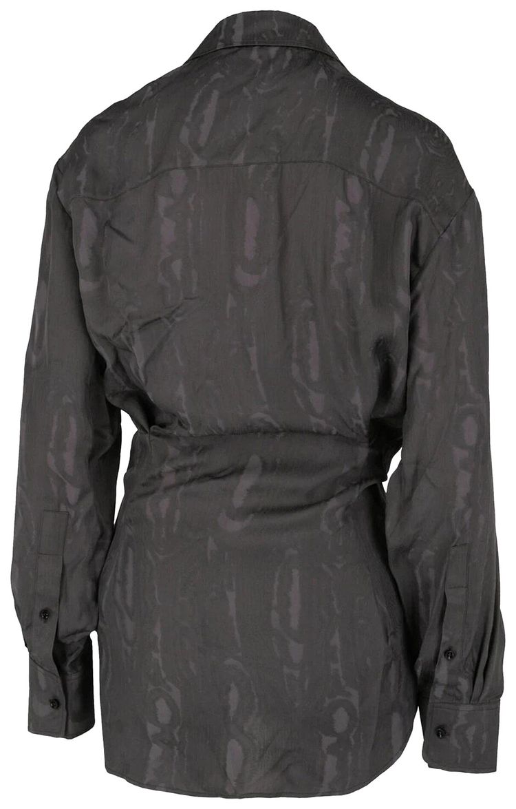 Off White Jacquard Satin Wrap Top Brown