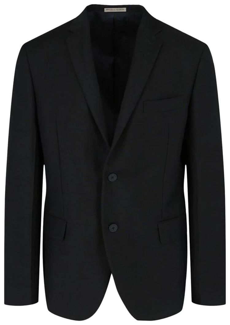 Bottega Veneta Wool Blend Single Breasted Blazer Dark Navy