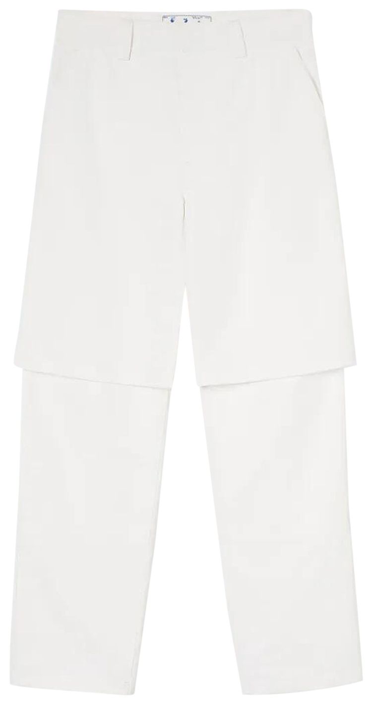 Off White Double Layer Carpenter Pants White