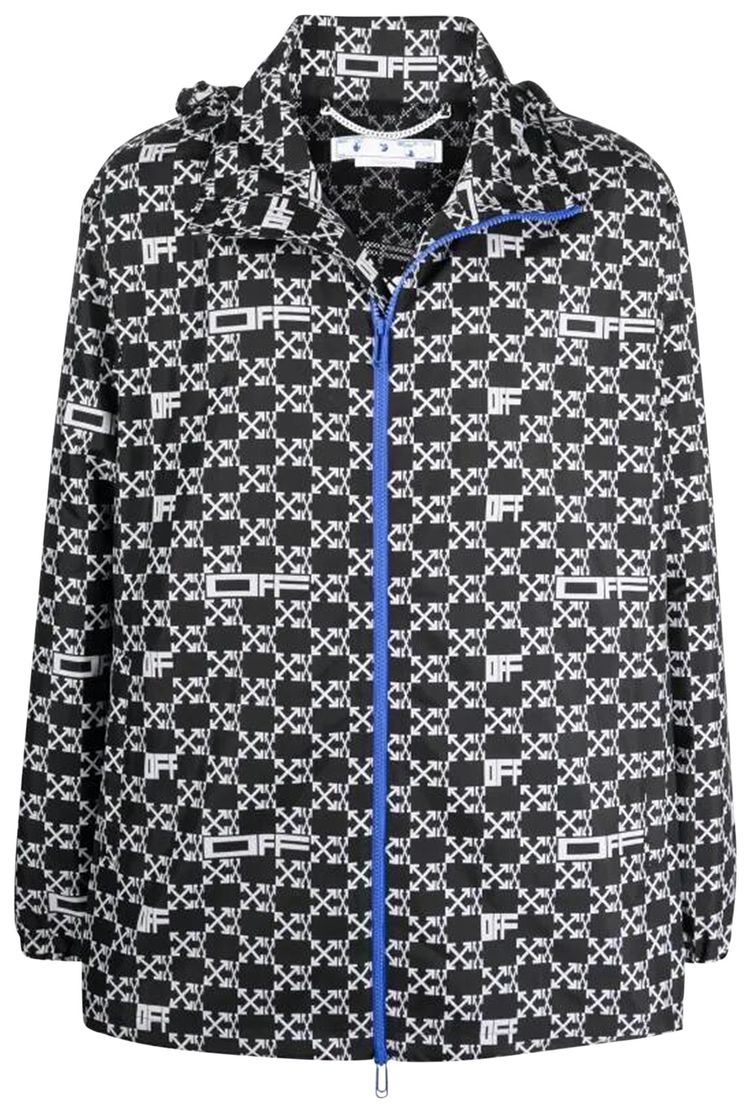 Off White Monogram Allover Windbreaker Jacket Black