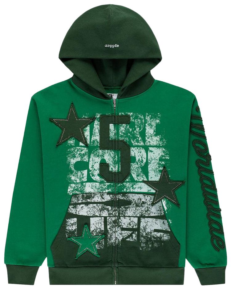 Sp5der Triple 5 Stitch Zip Up Green