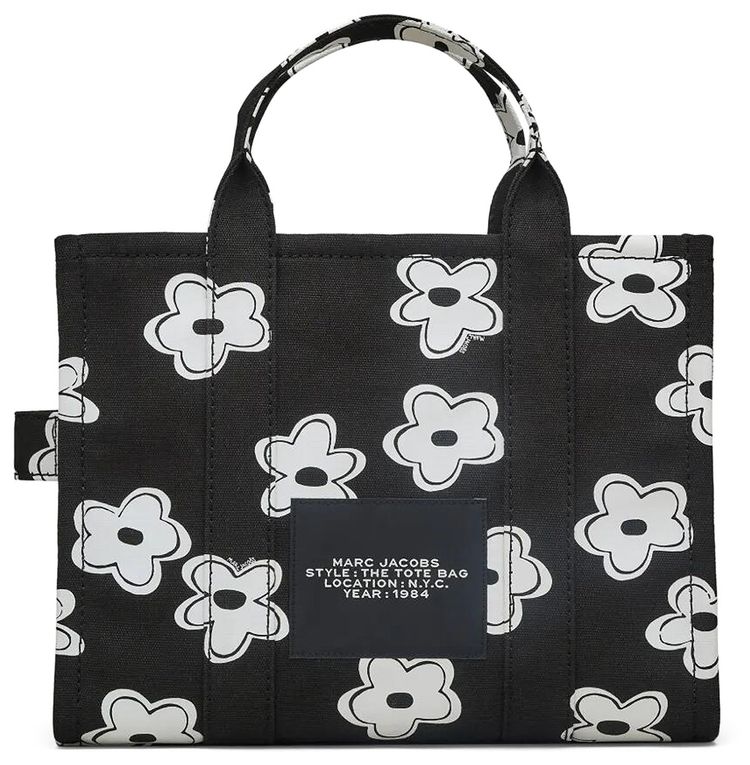 Marc Jacobs Daisy Canvas Medium Tote Bag BlackWhite