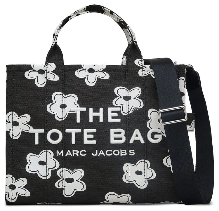 Marc Jacobs Daisy Canvas Medium Tote Bag BlackWhite