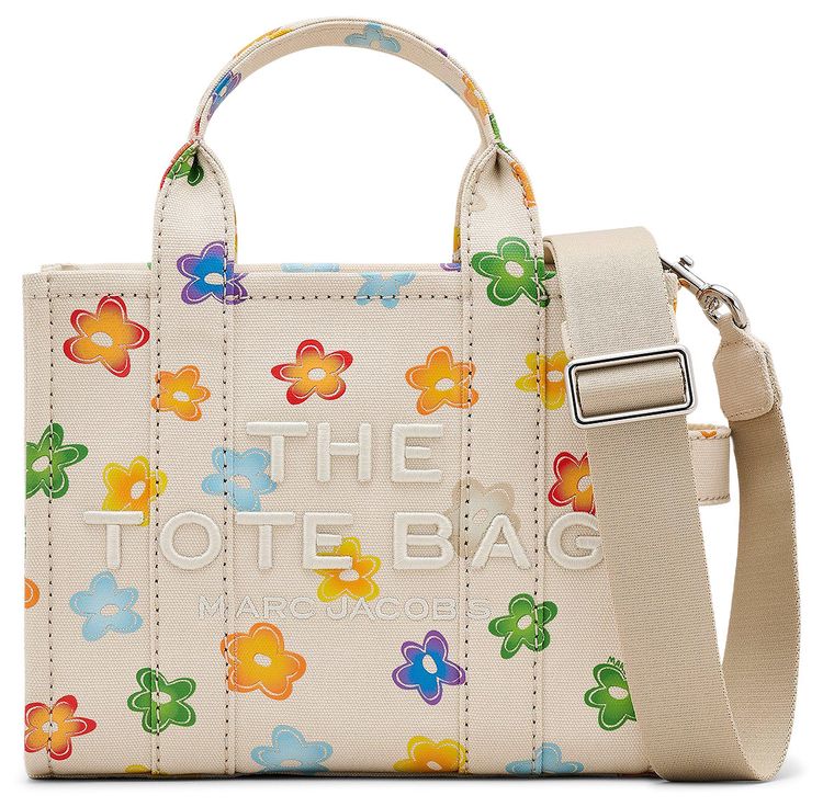 Marc Jacobs Wild Daisy Canvas Small Tote Bag WhiteMulticolor