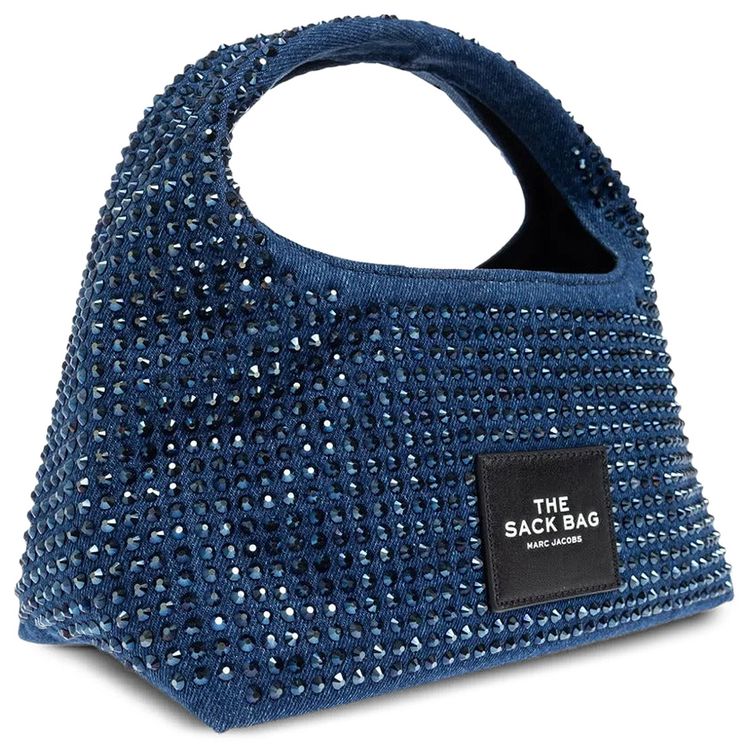 Marc Jacobs Crystal Denim Mini Sack Bag Dark Wash