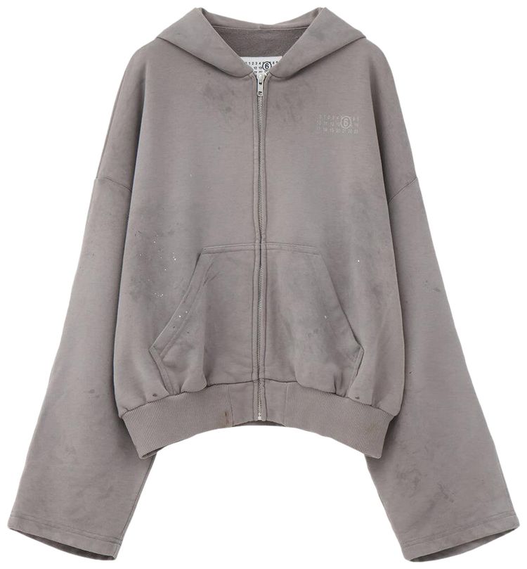 MM6 Maison Margiela Cropped Zip Up Hoodie Taupe