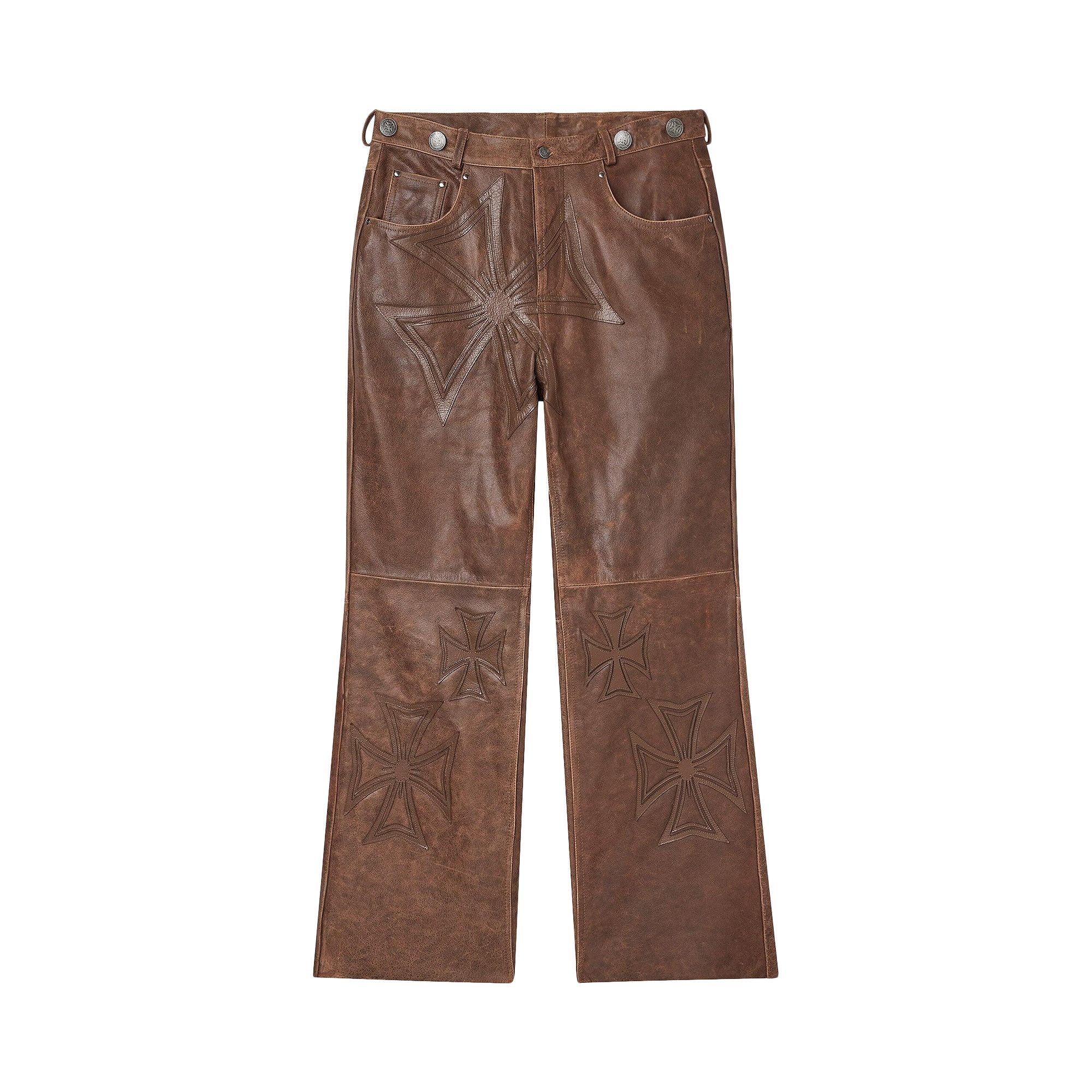 Buy Vale Forever Tobacco Croxxx Leather Pants 'Cognac' - VALE 06