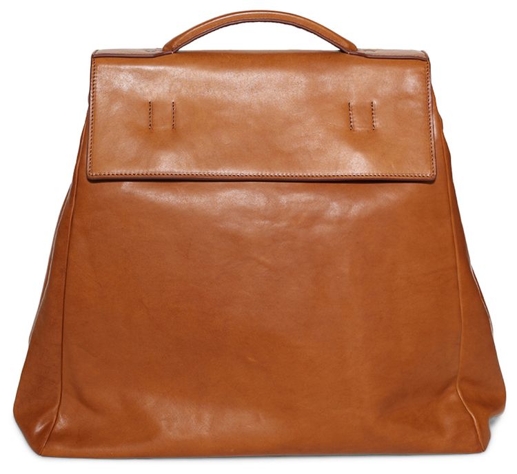 Dries Van Noten Leather Top Handle Bag Tan
