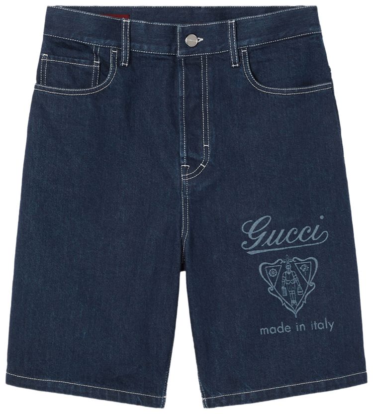 Gucci Lasered Denim Shorts Midnight Blue