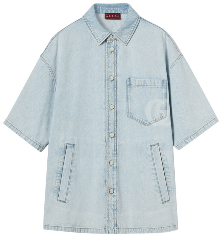 Gucci Lasered Denim Shirt Turquoise Blue