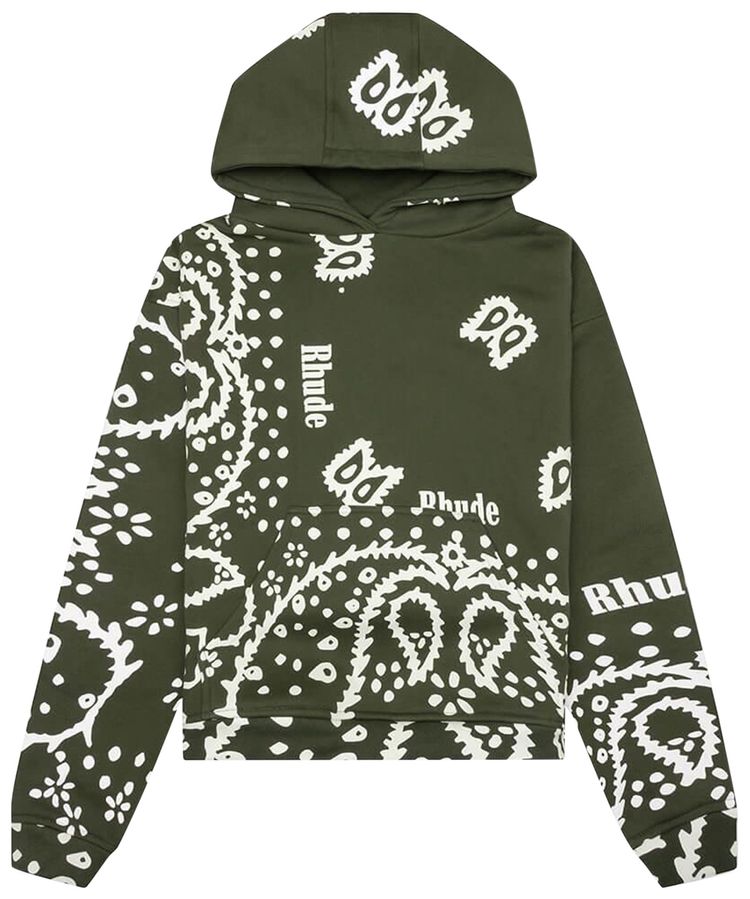 Rhude Bandana Hoodie Olive