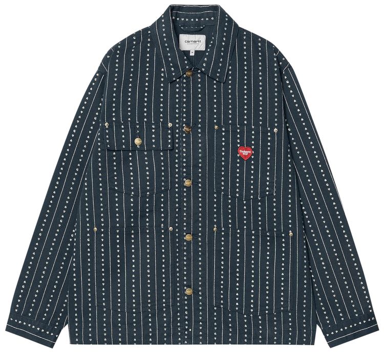Carhartt WIP Drewe Chore Coat Heart C PinstripeInkNatural