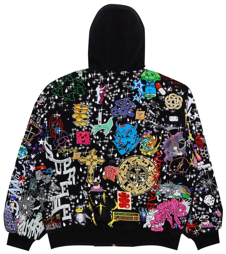 Supreme Aoi Embroidered Hooded Work Jacket Black