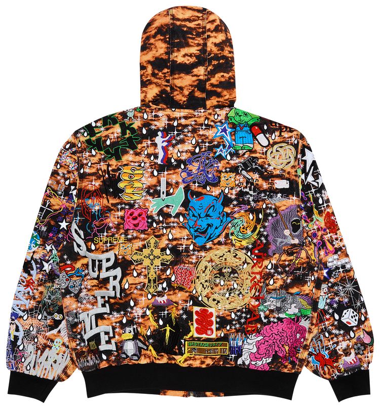 Supreme Aoi Embroidered Hooded Work Jacket Flames
