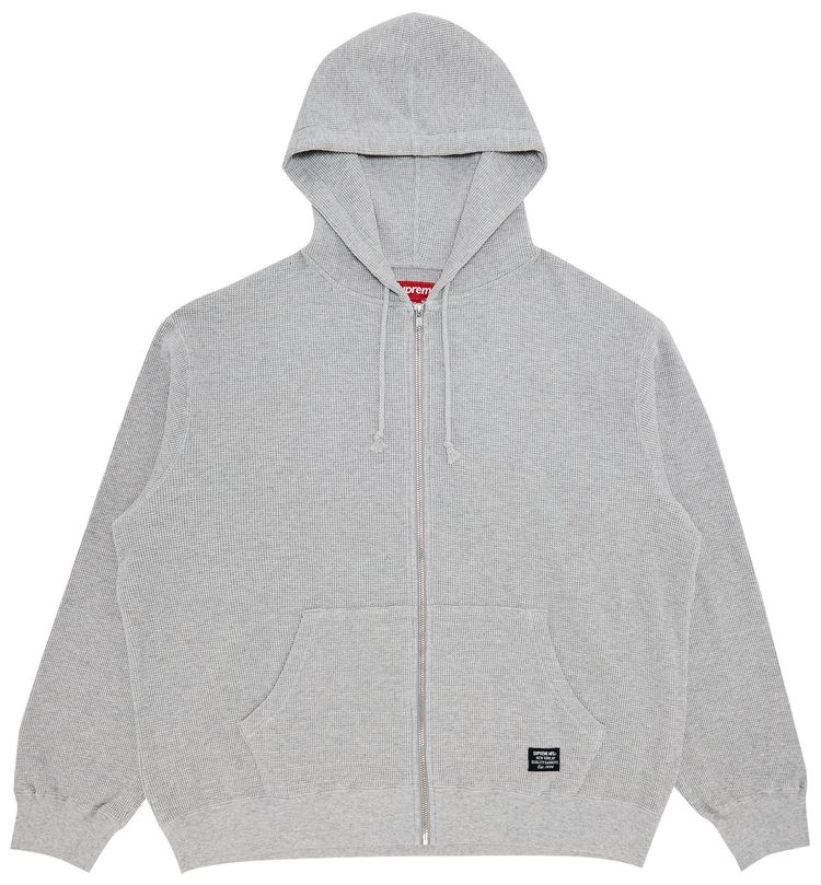 Supreme Hooded Zip Up Thermal Heather Grey