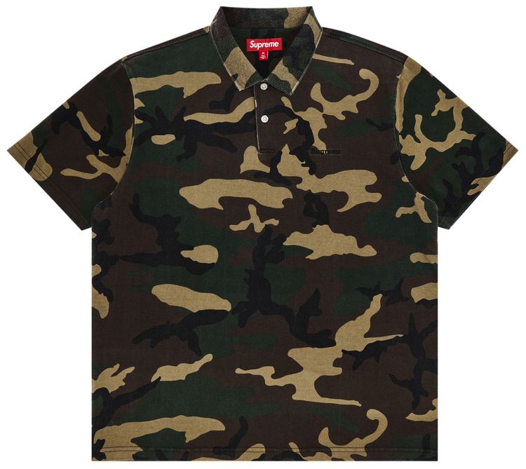 Supreme Washed Camo Polo Woodland Camo
