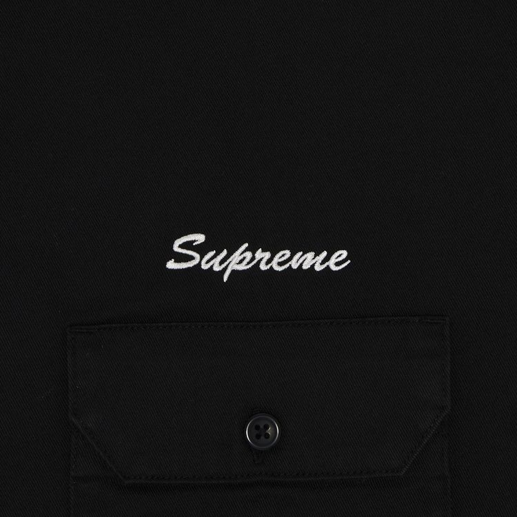 Supreme Rhinestone Pin Up Short Sleeve Work Shirt Black