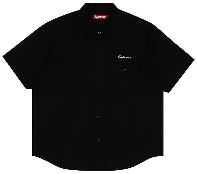 Supreme Rhinestone Pin Up Short Sleeve Work Shirt Black