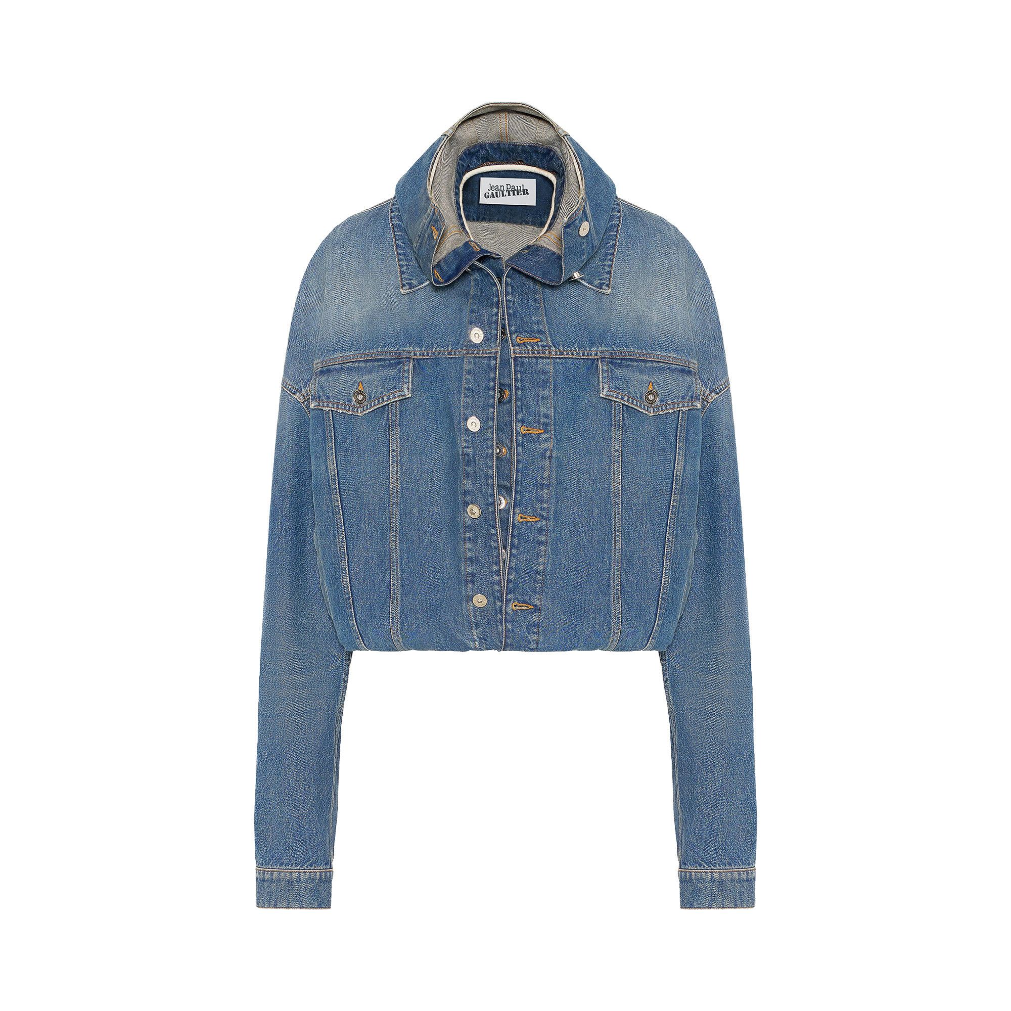 Buy Jean Paul Gaultier Hooded Double Layer Denim Jacket 'Vintage