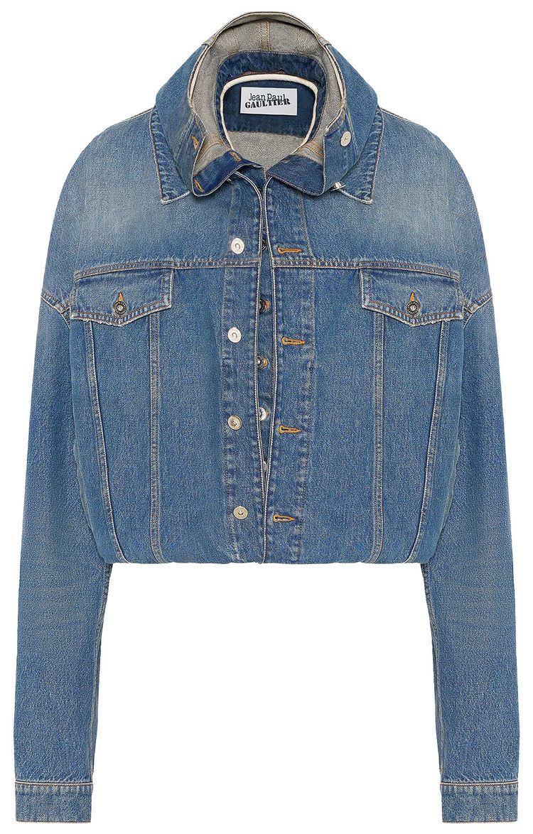 Jean Paul Gaultier Hooded Double Layer Denim Jacket Vintage Blue