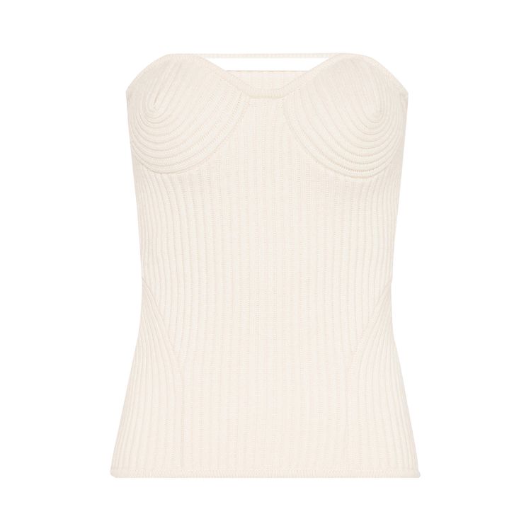 Jean Paul Gaultier Stretch Merino Wool Ribbed Corset White