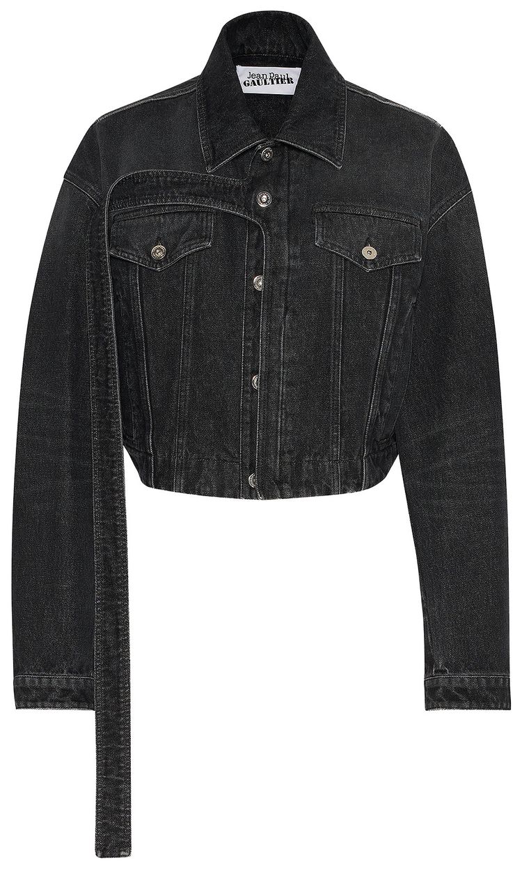 Jean Paul Gaultier Strap Detail Oversized Denim Jacket Vintage Black