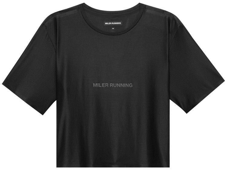 Miler Running Base Running Cropped Short Sleeve Tee Black