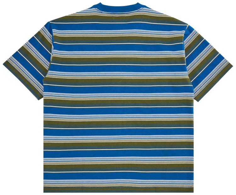 Market Smiley Lockup Striped T Shirt Dazzling Blue