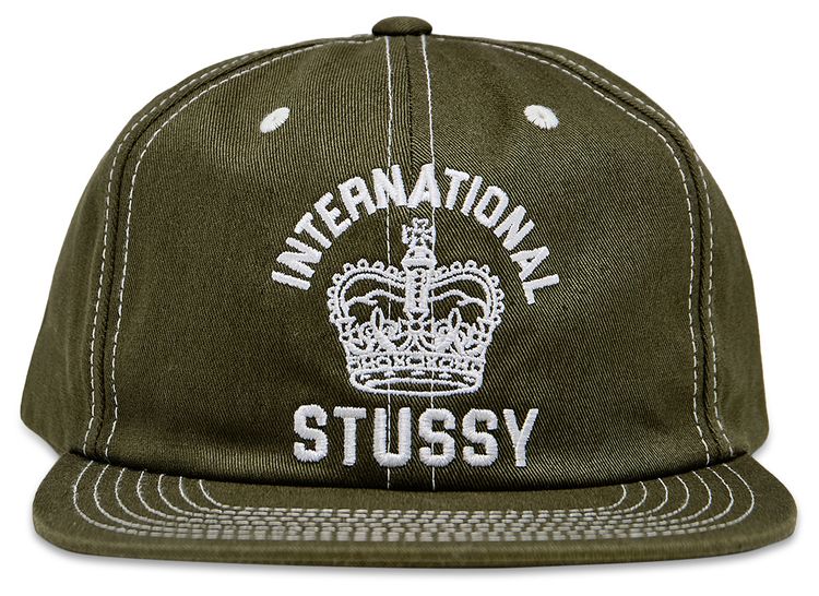 Stussy Mid Depth International Crown Strapback Dark Olive