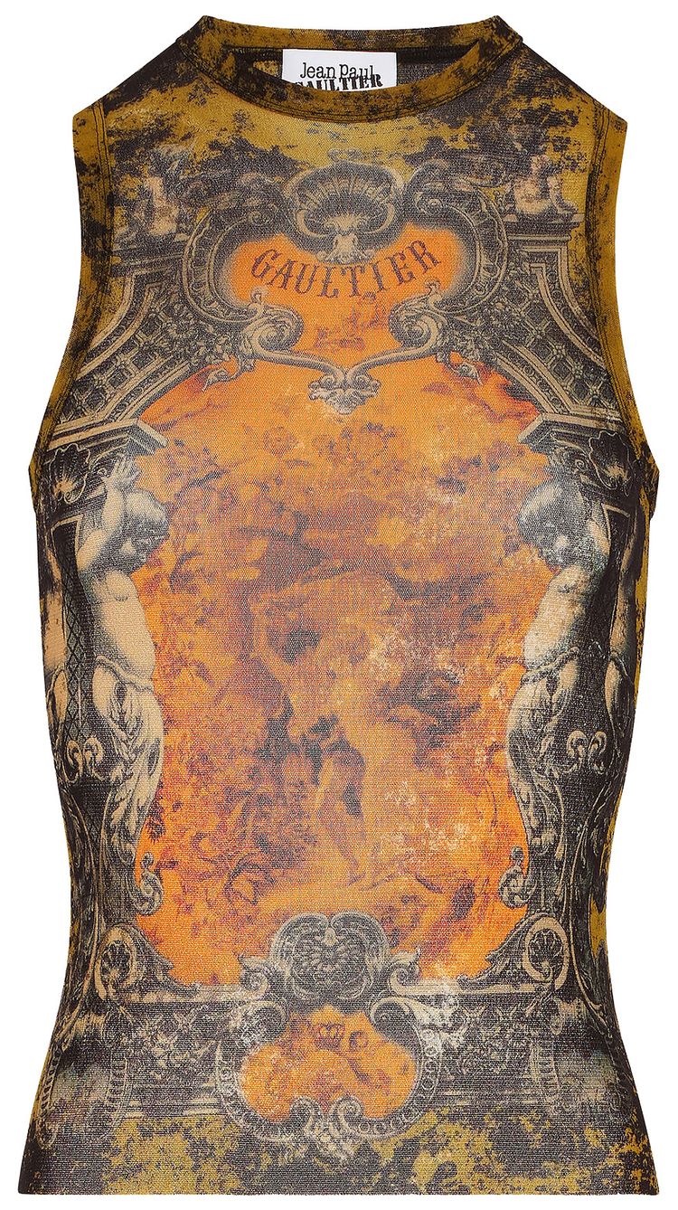 Jean Paul Gaultier Medaillon Tank Top BlackKhakiOrange