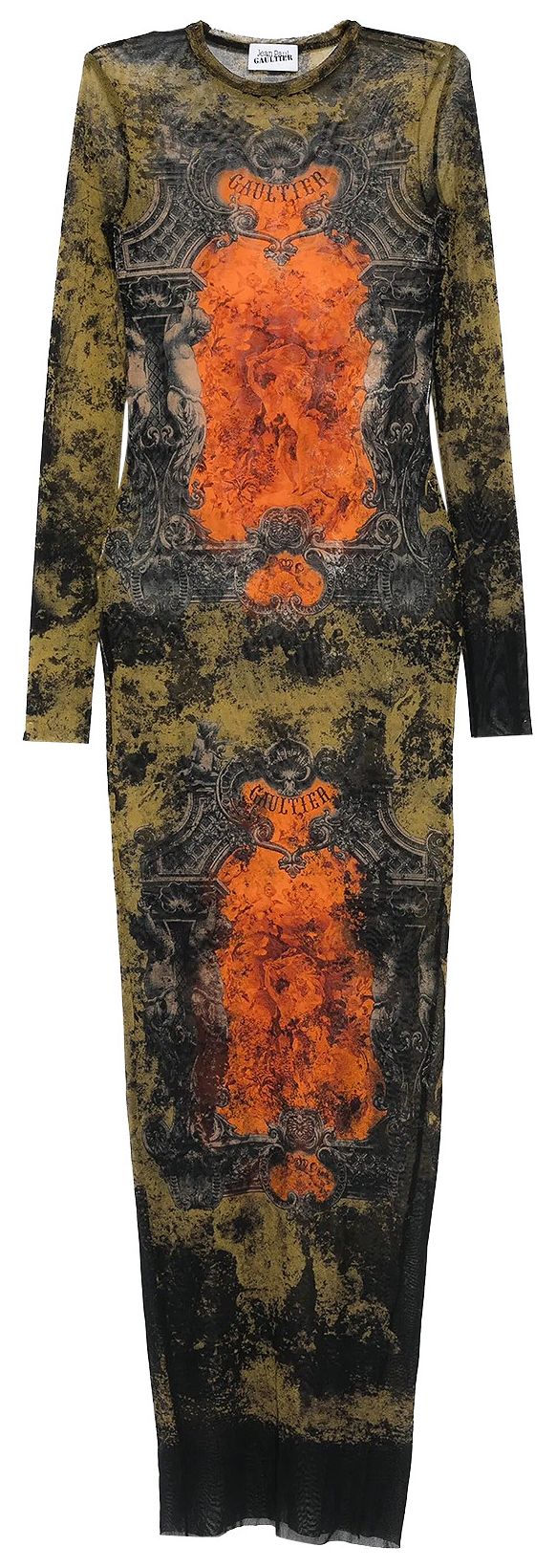Jean Paul Gaultier Medaillon Long Dress BlackKhakiOrange