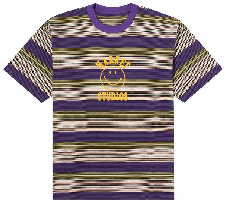 Market Smiley Lockup Striped T Shirt Purple