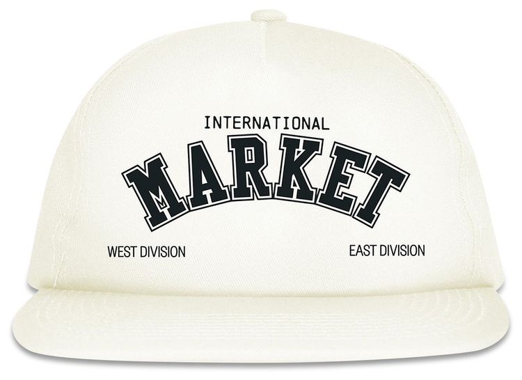 Market West East 5 Panel Hat White