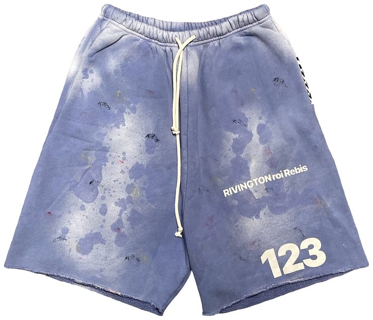 RIVINGTON roi Rebis Logo Print Shorts Blue