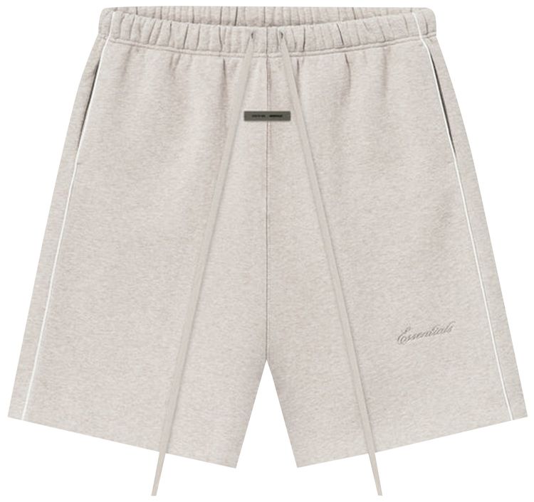 Fear of God Essentials Relaxed Fleece Sweatshort With Piping Heather StoneCloud White