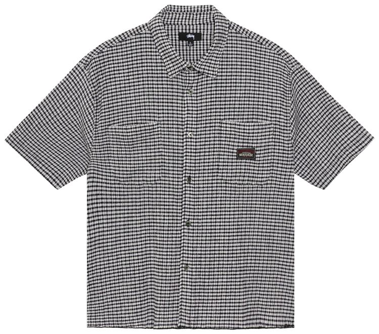 Stussy Crinkled Check Short Sleeve Shirt Black