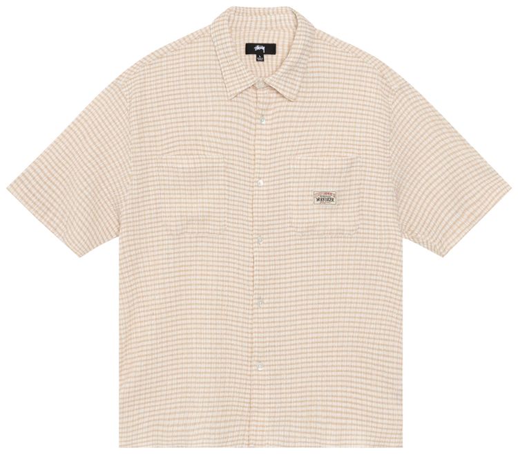 Stussy Crinkled Check Short Sleeve Shirt Tan