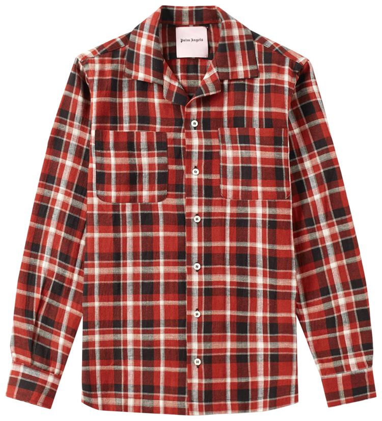 Palm Angels Check Pijama Shirt Red