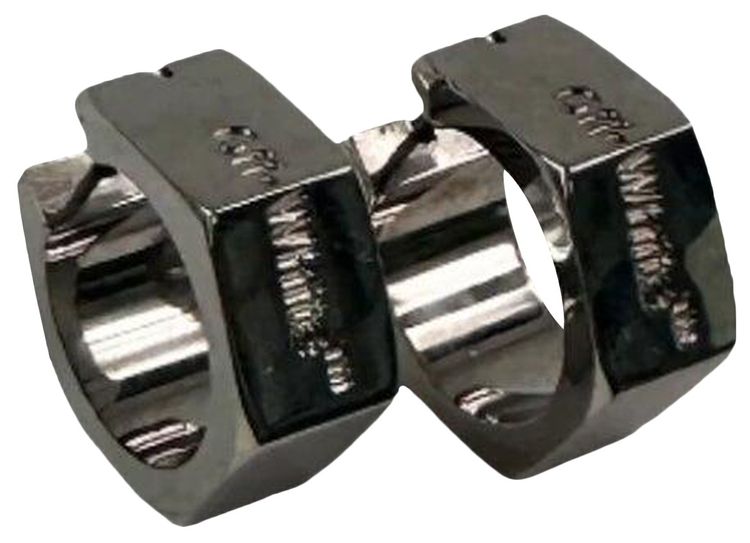Off White Hexnut Earrings Silver